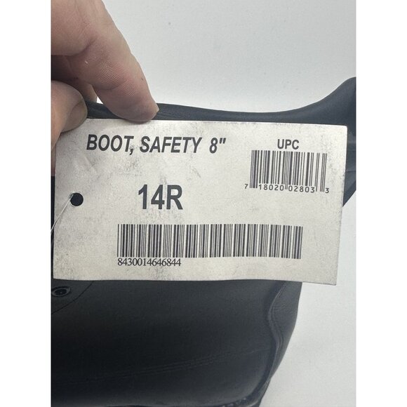 Vtg Addison Shoe Co Black Safety Work Boots Men's Sz 14R NWT Punk Grunge Police - Picture 4 of 12